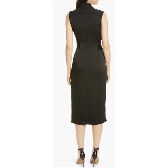 JONATHAN SIMKHAI Black Luxe Satin Twist Dress Size 10 MSRP $695 - Picture 5 of 15